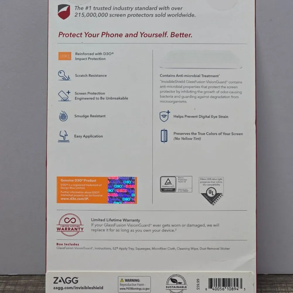 Zagg Invisible Shield GlassFusion Screen Protector Samsung S21
